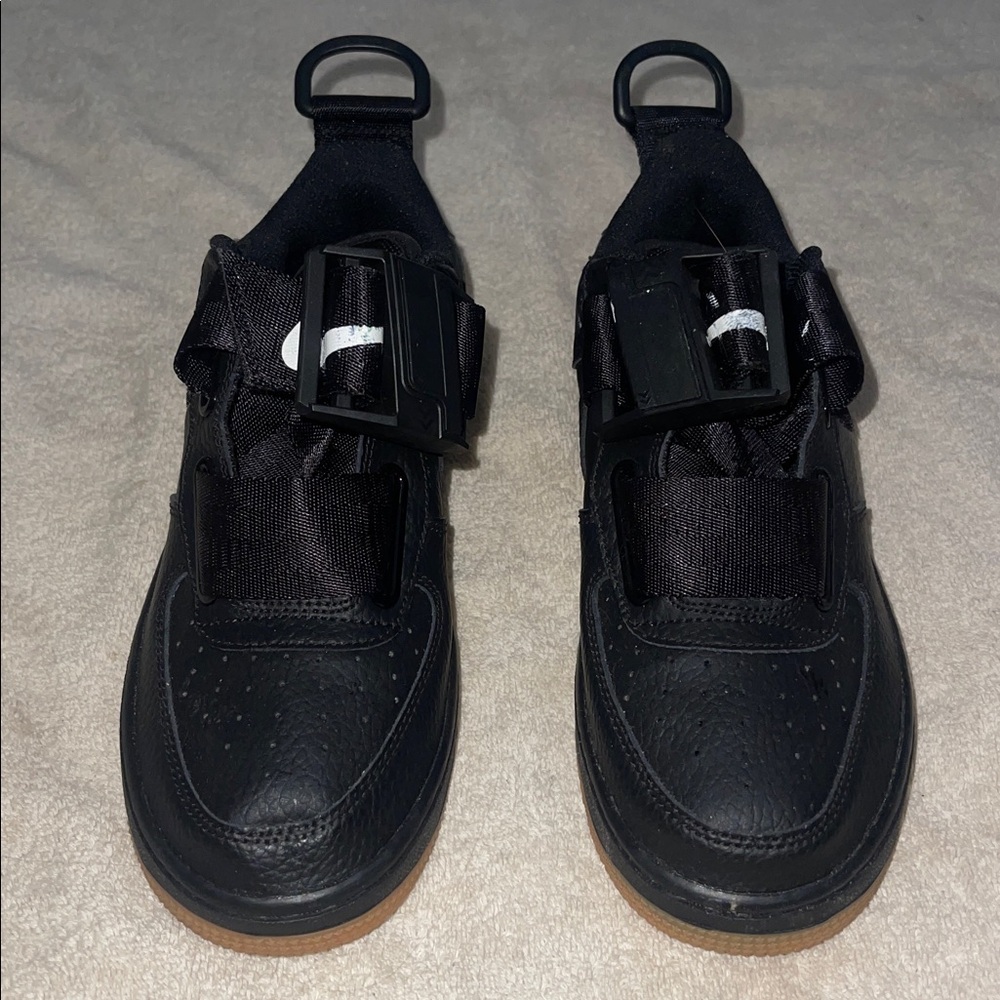 Black Nike Ari force boys Sneakers with Strap Detail